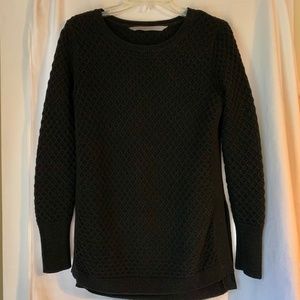 Athleta black merino wool blend waffle knit tunic style sweater